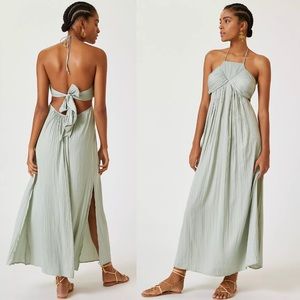 Anthropologie Tie Back Halter Maxi Dress